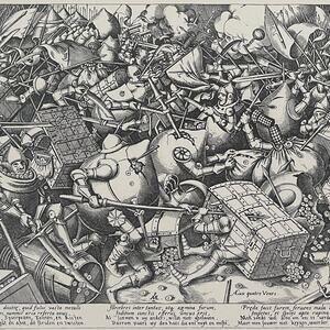 Bruegel, Battle Moneybags Strongboxes, Engraving, Print, Bookplate~ 241229-WH 70